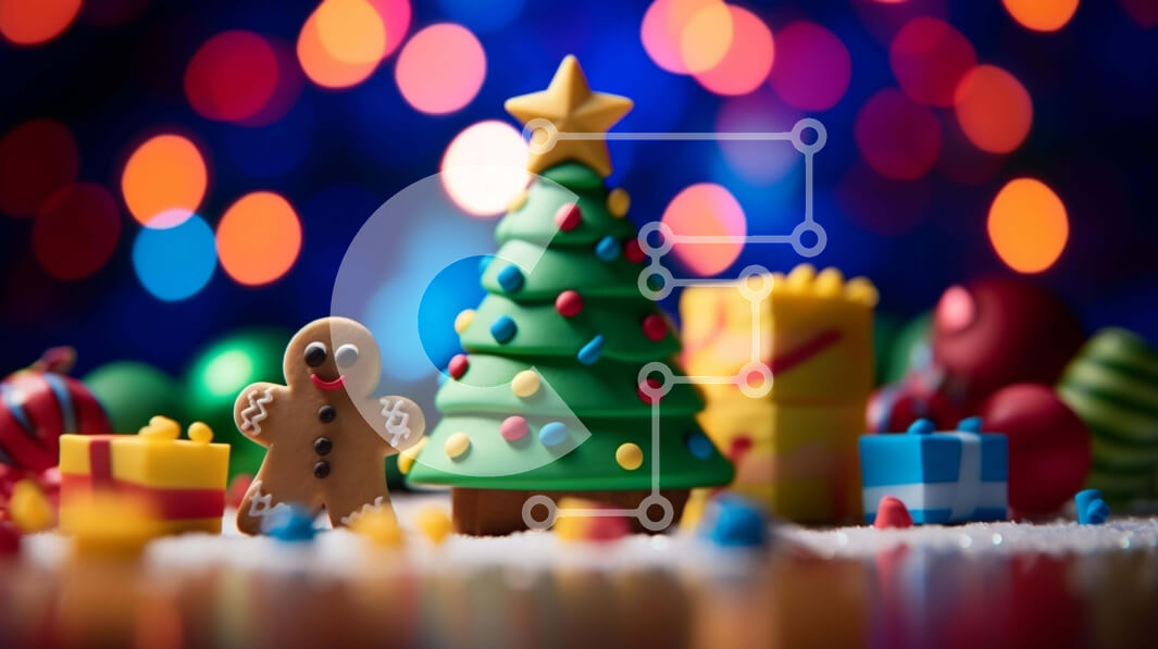 Intra Συλλεκτικό Ξύλινο Παζλ Plywood  4mm - Εορταστικά στολίδια με χριστουγεννιάτικο δέντρο παιχνιδιών, μπισκότα μελόψωμο και δώρα Σε Ξύλινο Κουτί - Διαστάσεις: 10x10 cm – 25 κομμάτια