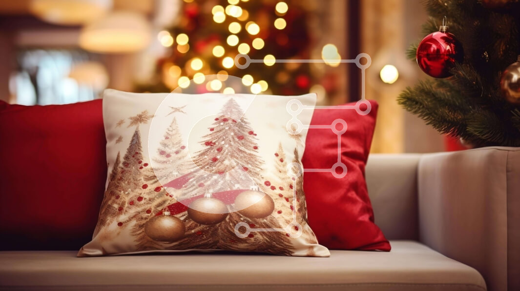 Intra Συλλεκτικό Ξύλινο Παζλ Plywood  4mm - Εορταστικός καναπές με χριστουγεννιάτικα στολίδια Σε Ξύλινο Κουτί - Διαστάσεις Puzzle: 10x10 cm – 25 κομμάτια