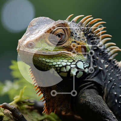 Intra Συλλεκτικό Ξύλινο Παζλ Plywood 4mm - Εκπληκτική κοντινή πλάνο του προσώπου μιας σαύρας με πράσινα μάτια Σε Ξύλινο Κουτί - Διαστάσεις: 10x10 cm – 25 κομμάτια - Image 1