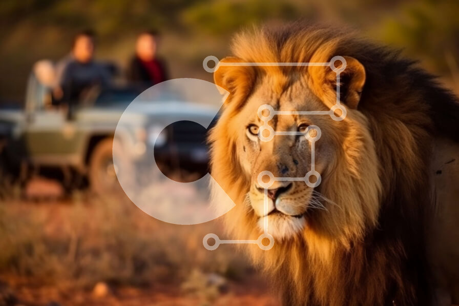 Intra Συλλεκτικό Ξύλινο Παζλ Plywood  4mm - Όμορφη εικόνα του λιονταριού σε χωματόδρομο Σε Ξύλινο Κουτί - Διαστάσεις: 10x10 cm – 25 κομμάτια