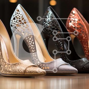 Intra Συλλεκτικό Ξύλινο Παζλ Plywood  4mm - Ζευγάρι ψηλοτάκουνα παπούτσια σε χρυσό, ασημί και μαύρο χρώμα Σε Ξύλινο Κουτί - Διαστάσεις Puzzle: 10x10 cm – 25 κομμάτια - Image 1