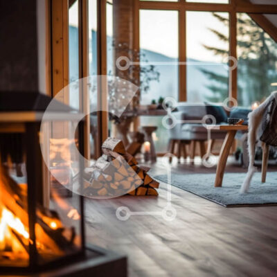 Intra Συλλεκτικό Ξύλινο Παζλ Plywood  4mm - Φιλόξενο σαλόνι με τζάκι και ζεστές πινελιές από ξύλο Σε Ξύλινο Κουτί - Διαστάσεις Puzzle: 10x10 cm – 25 κομμάτια - Image 1