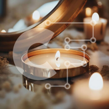 Intra Συλλεκτικό Ξύλινο Παζλ Plywood  4mm - Ομάδα κεριών σε ένα τραπέζι με περίτεχνο καθρέφτη Σε Ξύλινο Κουτί - Διαστάσεις Puzzle: 10x10 cm – 25 κομμάτια - Image 1