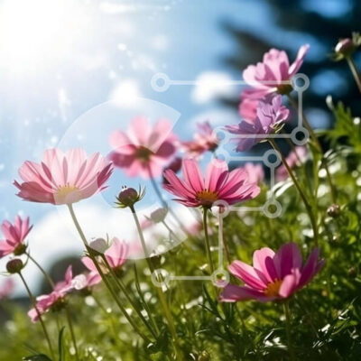 Intra Συλλεκτικό Ξύλινο Παζλ Plywood  4mm - Εκπληκτική εικόνα ενός χωραφιού με ροζ λουλούδια στο φως του ήλιου Σε Ξύλινο Κουτί - Διαστάσεις: 10x10 cm – 25 κομμάτια - Image 1