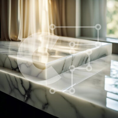 Intra Συλλεκτικό Ξύλινο Παζλ Plywood  4mm - Κομψή εσωτερική διακόσμηση με πάγκο από λευκό μάρμαρο και ξύλινο ντουλάπι Σε Ξύλινο Κουτί - Διαστάσεις Puzzle: 10x10 cm – 25 κομμάτια - Image 1