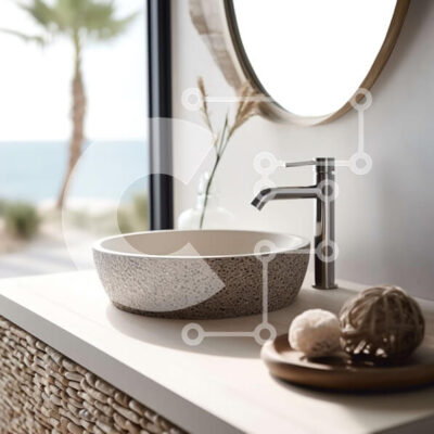 Intra Συλλεκτικό Ξύλινο Παζλ Plywood 4mm - Κομψός και κομψός νιπτήρας μπάνιου από φυσική πέτρα Σε Ξύλινο Κουτί - Διαστάσεις Puzzle: 10x10 cm – 25 κομμάτια - Image 1