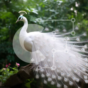 Intra Συλλεκτικό Ξύλινο Παζλ Plywood  4mm - Όμορφη εικόνα ενός λευκού παγωνιού με τα φτερά του απλωμένα Σε Ξύλινο Κουτί - Διαστάσεις: 10x10 cm – 25 κομμάτια