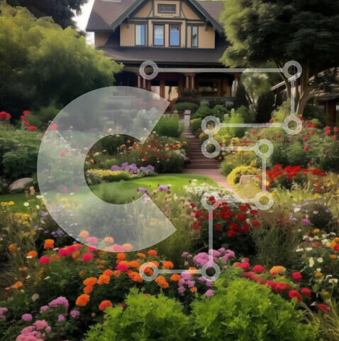 Intra Συλλεκτικό Ξύλινο Παζλ Plywood 4mm - Πανέμορφος κήπος με ποικιλία λουλουδιών και φυτών Σε Ξύλινο Κουτί - Διαστάσεις: 10x10 cm – 25 κομμάτια - Image 1