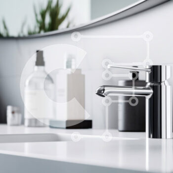 Intra Συλλεκτικό Ξύλινο Παζλ Plywood  4mm - Μοντέρνο μπάνιο με λευκό νεροχύτη και βρύση χρωμίου Σε Ξύλινο Κουτί - Διαστάσεις Puzzle: 10x10 cm – 25 κομμάτια - Image 1