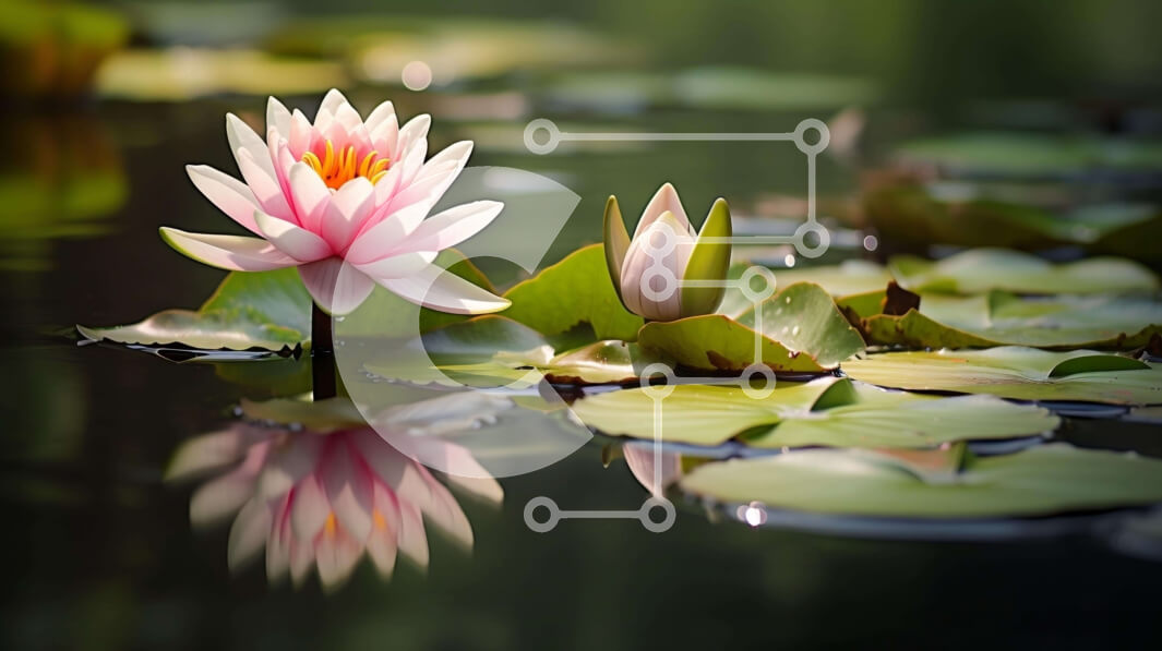 Intra Συλλεκτικό Ξύλινο Παζλ Plywood  4mm - Ροζ νούφαρο με πράσινα φύλλα στο νερό Σε Ξύλινο Κουτί - Διαστάσεις: 10x10 cm – 25 κομμάτια