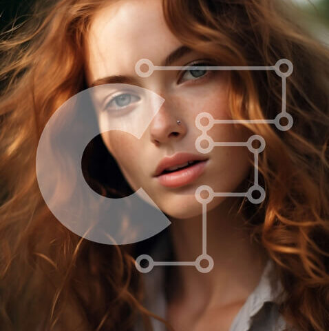 Intra Συλλεκτικό Ξύλινο Παζλ Plywood  4mm - Πορτρέτο μιας γυναίκας με μακριά σγουρά κόκκινα μαλλιά και καστανά μάτια Σε Ξύλινο Κουτί - Διαστάσεις Puzzle: 10x10 cm – 25 κομμάτια - Image 1