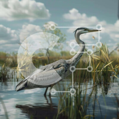 Intra Συλλεκτικό Ξύλινο Παζλ Plywood  4mm - Γκρίζος ερωδιός σε υγρότοπο Σε Ξύλινο Κουτί - Διαστάσεις: 10x10 cm – 25 κομμάτια - Image 1