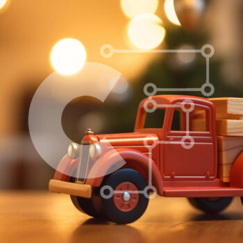 Intra Συλλεκτικό Ξύλινο Παζλ Plywood  4mm - Vintage ξύλινο παιχνίδι φορτηγό σε φόντο πίνακα Σε Ξύλινο Κουτί - Διαστάσεις: 10x10 cm – 25 κομμάτια - Image 1