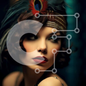 Intra Συλλεκτικό Ξύλινο Παζλ Plywood  4mm - Όμορφη εικόνα της γυναίκας Flapper με φόρεμα της δεκαετίας του 1920 και φτερωτό κεφάλι Σε Ξύλινο Κουτί - Διαστάσεις Puzzle: 10x10 cm – 25 κομμάτια