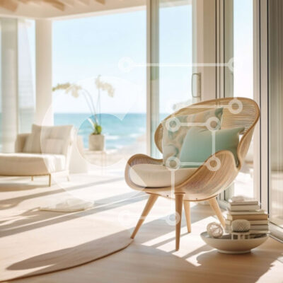 Intra Συλλεκτικό Ξύλινο Παζλ Plywood  4mm - Εκπληκτικό μοντέρνο σαλόνι με θέα στον ωκεανό Σε Ξύλινο Κουτί - Διαστάσεις Puzzle: 10x10 cm – 25 κομμάτια - Image 1