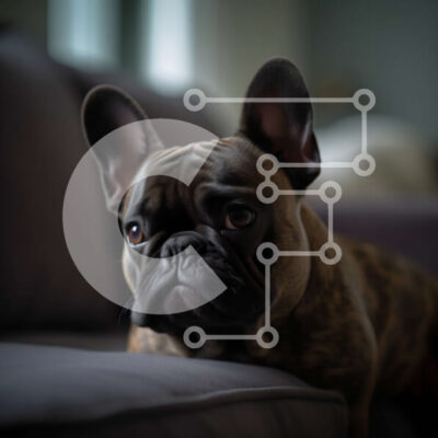 Intra Συλλεκτικό Ξύλινο Παζλ Plywood 4mm - Αξιολάτρευτη εικόνα ενός καφέ γαλλικού μπουλντόγκ που κάθεται σε έναν καναπέ Σε Ξύλινο Κουτί - Διαστάσεις: 10x10 cm – 25 κομμάτια - Image 1