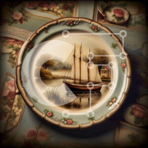 Intra Συλλεκτικό Ξύλινο Παζλ Plywood  4mm - Όμορφη ζωγραφική ενός ιστιοφόρου σε μια γαλήνια λίμνη Σε Ξύλινο Κουτί - Διαστάσεις: 10x10 cm – 25 κομμάτια