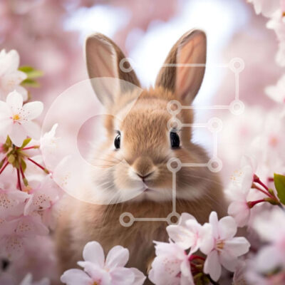 Intra Συλλεκτικό Ξύλινο Παζλ Plywood  4mm - Καφέ λαγουδάκι σε έναν κήπο με ροζ και λευκά άνθη Σε Ξύλινο Κουτί - Διαστάσεις: 10x10 cm – 25 κομμάτια - Image 1