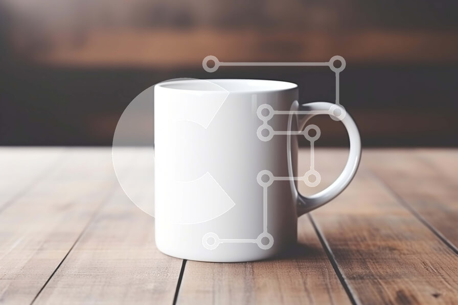 Intra Συλλεκτικό Ξύλινο Παζλ Plywood  4mm - Λευκή κούπα καφέ σε ξύλινο τραπέζι με θολό φόντο παραθύρου Σε Ξύλινο Κουτί - Διαστάσεις Puzzle: 10x10 cm – 25 κομμάτια