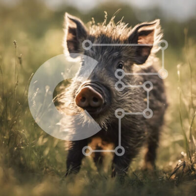 Intra Συλλεκτικό Ξύλινο Παζλ Plywood  4mm - Μικρό αγριογούρουνο που στέκεται σε ένα χωράφι με ψηλό γρασίδι Σε Ξύλινο Κουτί - Διαστάσεις: 10x10 cm – 25 κομμάτια - Image 1