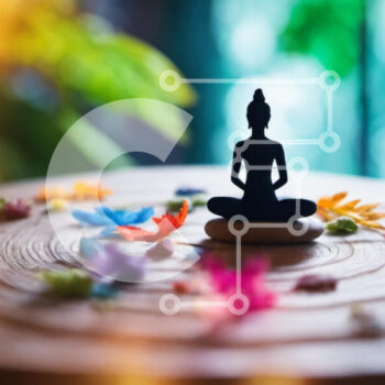 Intra Συλλεκτικό Ξύλινο Παζλ Plywood  4mm - Μαύρο άγαλμα του Βούδα που περιβάλλεται από πολύχρωμα λουλούδια και φύλλα Σε Ξύλινο Κουτί - Διαστάσεις Puzzle: 10x10 cm – 25 κομμάτια - Image 1