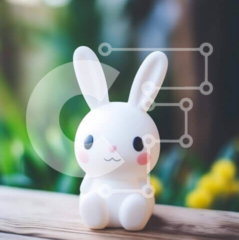 Intra Συλλεκτικό Ξύλινο Παζλ Plywood 4mm - Μικρό λευκό ειδώλιο λαγουδάκι σε ξύλινο τραπέζι Σε Ξύλινο Κουτί - Διαστάσεις: 10x10 cm – 25 κομμάτια - Image 1