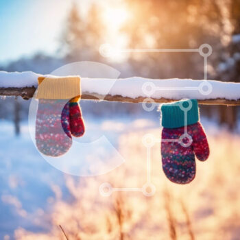 Intra Συλλεκτικό Ξύλινο Παζλ Plywood  4mm - Χειμερινά γάντια σε ένα χιονισμένο κλαδί Σε Ξύλινο Κουτί - Διαστάσεις Puzzle: 10x10 cm – 25 κομμάτια - Image 1