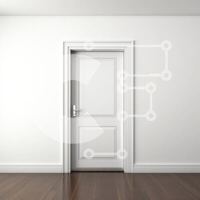 Intra Συλλεκτικό Ξύλινο Παζλ Plywood  4mm - Λευκή πόρτα σε ένα καλά φωτισμένο δωμάτιο με δάπεδα από σκληρό ξύλο Σε Ξύλινο Κουτί - Διαστάσεις Puzzle: 10x10 cm – 25 κομμάτια - Image 1