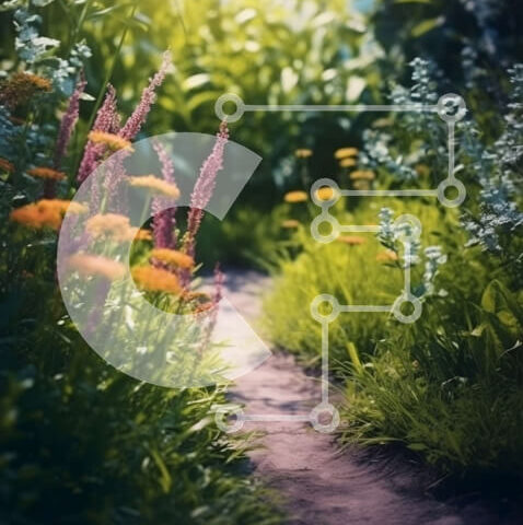 Intra Συλλεκτικό Ξύλινο Παζλ Plywood 4mm - Όμορφος κήπος με πολύχρωμα λουλούδια και φυτά Σε Ξύλινο Κουτί - Διαστάσεις: 10x10 cm – 25 κομμάτια - Image 1