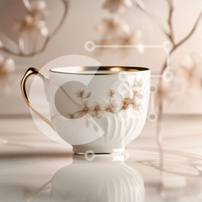 Intra Συλλεκτικό Ξύλινο Παζλ Plywood 4mm - Κομψό φλιτζάνι τσαγιού από λευκή πορσελάνη με χρυσή επένδυση και λουλουδάτο σχέδιο Σε Ξύλινο Κουτί - Διαστάσεις Puzzle: 10x10 cm – 25 κομμάτια - Image 1