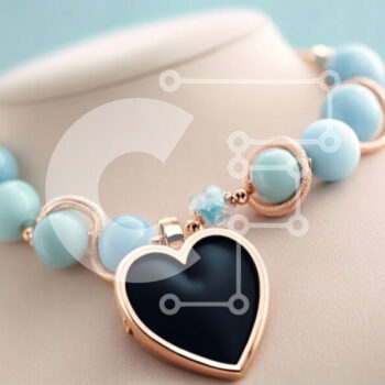 Intra Συλλεκτικό Ξύλινο Παζλ Plywood  4mm - Κολιέ Locket σε σχήμα καρδιάς με μπλε και λευκές χάντρες Σε Ξύλινο Κουτί - Διαστάσεις Puzzle: 10x10 cm – 25 κομμάτια - Image 1