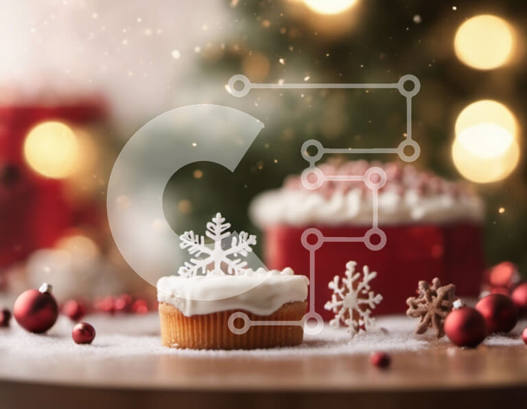 Intra Συλλεκτικό Ξύλινο Παζλ Plywood  4mm - Τραπέζι με cupcakes, νιφάδες χιονιού και χριστουγεννιάτικα στολίδια Σε Ξύλινο Κουτί - Διαστάσεις: 10x10 cm – 25 κομμάτια