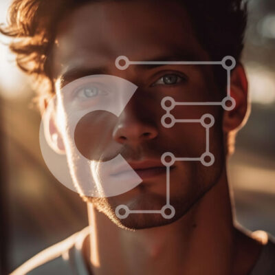 Intra Συλλεκτικό Ξύλινο Παζλ Plywood 4mm - Πορτρέτο ενός σοβαρού άνδρα με μπλε μάτια και ανοιχτό καστανά μαλλιά Σε Ξύλινο Κουτί - Διαστάσεις Puzzle: 10x10 cm – 25 κομμάτια - Image 1