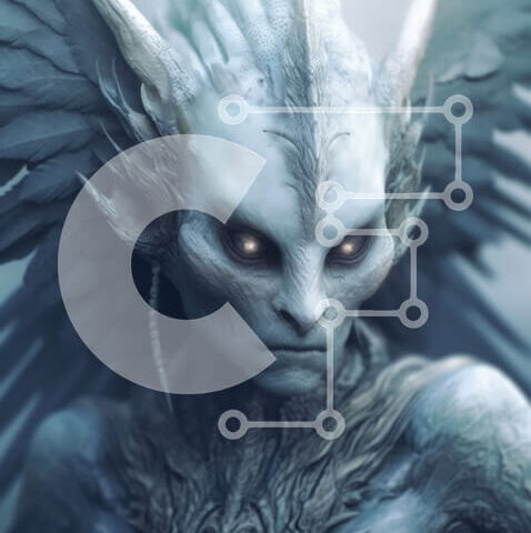 Intra Συλλεκτικό Ξύλινο Παζλ Plywood  4mm - Σκοτεινή φανταστική εικόνα μιας γοτθικής γυναίκας με κέρατα και φτερά Σε Ξύλινο Κουτί - Διαστάσεις Puzzle: 10x10 cm – 25 κομμάτια - Image 1