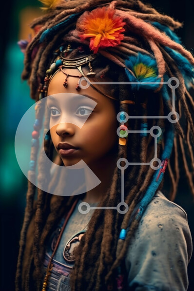 Intra Συλλεκτικό Ξύλινο Παζλ Plywood  4mm - Όμορφο πορτρέτο ενός νεαρού κοριτσιού με dreadlocks και ένα πολύχρωμο headpiece Σε Ξύλινο Κουτί - Διαστάσεις Puzzle: 10x10 cm – 25 κομμάτια