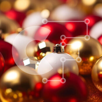 Intra Συλλεκτικό Ξύλινο Παζλ Plywood  4mm - Ομάδα από κόκκινα, λευκά και χρυσά στολίδια Σε Ξύλινο Κουτί - Διαστάσεις Puzzle: 10x10 cm – 25 κομμάτια - Image 1