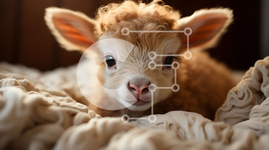 Intra Συλλεκτικό Ξύλινο Παζλ Plywood  4mm - Χαριτωμένο αρνί σε ένα κρεβάτι με λευκές μάλλινες κουβέρτες Σε Ξύλινο Κουτί - Διαστάσεις: 10x10 cm – 25 κομμάτια