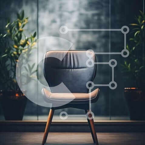 Intra Συλλεκτικό Ξύλινο Παζλ Plywood 4mm - Μαύρη δερμάτινη καρέκλα μπροστά από το παράθυρο με φυτά Σε Ξύλινο Κουτί - Διαστάσεις Puzzle: 10x10 cm – 25 κομμάτια - Image 1