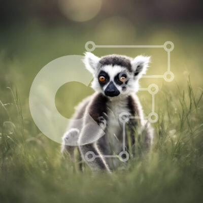 Intra Συλλεκτικό Ξύλινο Παζλ Plywood  4mm - Baby Ring-Tailed Lemur in Tall Grass Σε Ξύλινο Κουτί - Διαστάσεις: 10x10 cm – 25 κομμάτια - Image 1