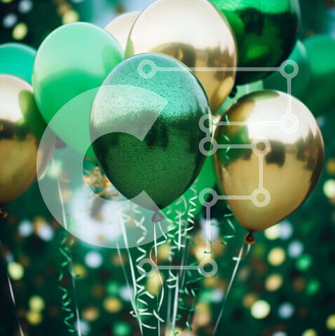 Intra Συλλεκτικό Ξύλινο Παζλ Plywood  4mm - Πολύχρωμα μπαλόνια και κομφετί που πέφτουν Σε Ξύλινο Κουτί - Διαστάσεις: 10x10 cm – 25 κομμάτια - Image 1