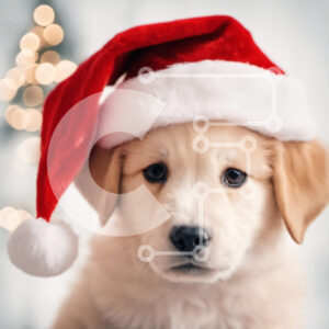 Intra Συλλεκτικό Ξύλινο Παζλ Plywood  4mm - Χαριτωμένο κουτάβι που φορά το καπέλο του Άγιου Βασίλη Σε Ξύλινο Κουτί - Διαστάσεις: 10x10 cm – 25 κομμάτια