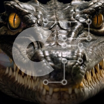 Intra Συλλεκτικό Ξύλινο Παζλ Plywood  4mm - Αλιγάτορας με ανοιχτό στόμα σε ένα ισχυρό κοντινό πλάνο Σε Ξύλινο Κουτί - Διαστάσεις: 10x10 cm – 25 κομμάτια - Image 1