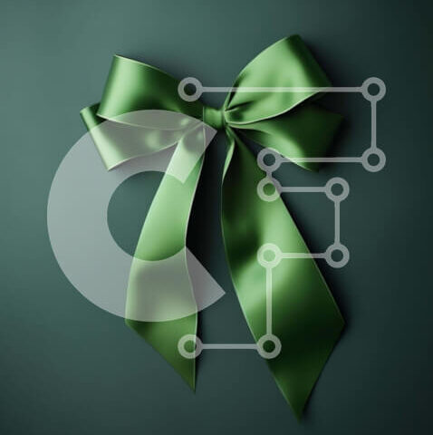 Intra Συλλεκτικό Ξύλινο Παζλ Plywood  4mm - Πράσινο σατέν φιόγκο για γιορτινά στολίδια και συσκευασία δώρου Σε Ξύλινο Κουτί - Διαστάσεις: 10x10 cm – 25 κομμάτια - Image 1