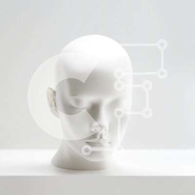 Intra Συλλεκτικό Ξύλινο Παζλ Plywood  4mm - Κομψό και μοντέρνο λευκό κεφάλι μανεκέν στην οθόνη Σε Ξύλινο Κουτί - Διαστάσεις: 10x10 cm – 25 κομμάτια - Image 1