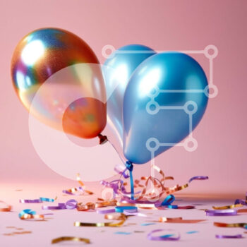 Intra Συλλεκτικό Ξύλινο Παζλ Plywood  4mm - Πολύχρωμα μπαλόνια με κομφετί σε ροζ φόντο Σε Ξύλινο Κουτί - Διαστάσεις Puzzle: 10x10 cm – 25 κομμάτια - Image 1