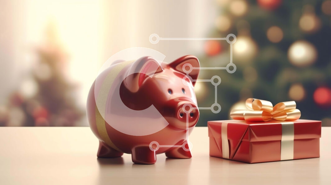 Intra Συλλεκτικό Ξύλινο Παζλ Plywood  4mm - Κόκκινος κουμπαράς με ανοιχτό κουτί δώρου και χριστουγεννιάτικο δέντρο Σε Ξύλινο Κουτί - Διαστάσεις: 10x10 cm – 25 κομμάτια