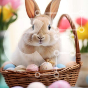 Intra Συλλεκτικό Ξύλινο Παζλ Plywood  4mm - Πασχαλινό λαγουδάκι με πολύχρωμα αυγά και λουλούδια Σε Ξύλινο Κουτί - Διαστάσεις: 10x10 cm – 25 κομμάτια