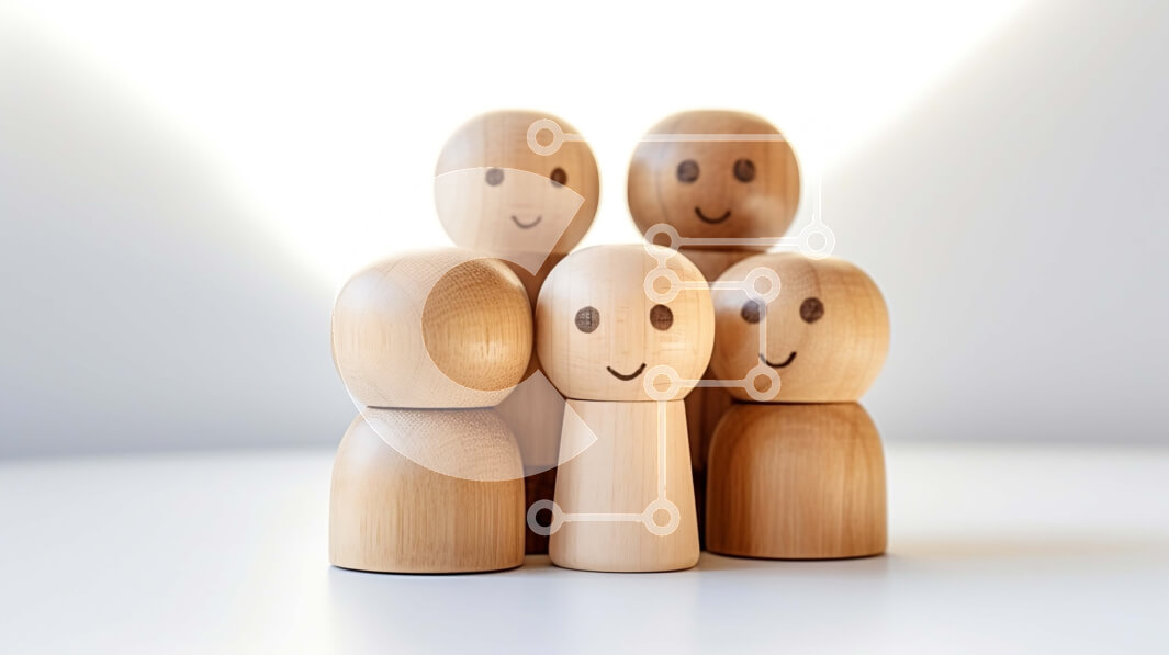 Intra Συλλεκτικό Ξύλινο Παζλ Plywood  4mm - Ευτυχισμένοι ξύλινοι άνθρωποι που στέκονται σε έναν κύκλο Σε Ξύλινο Κουτί - Διαστάσεις Puzzle: 10x10 cm – 25 κομμάτια