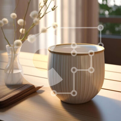 Intra Συλλεκτικό Ξύλινο Παζλ Plywood 4mm - Λευκό βάζο με λουλούδια σε ξύλινο τραπέζι Σε Ξύλινο Κουτί - Διαστάσεις Puzzle: 10x10 cm – 25 κομμάτια - Image 1