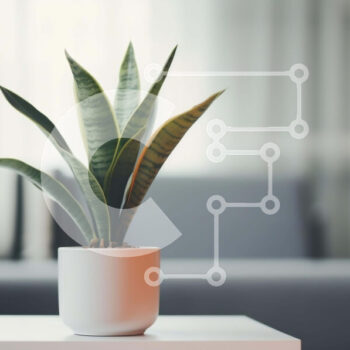 Intra Συλλεκτικό Ξύλινο Παζλ Plywood  4mm - Λευκό φυτό σε γλάστρα στο τέλος του τραπεζιού στο άνετο σαλόνι Σε Ξύλινο Κουτί - Διαστάσεις Puzzle: 10x10 cm – 25 κομμάτια - Image 1